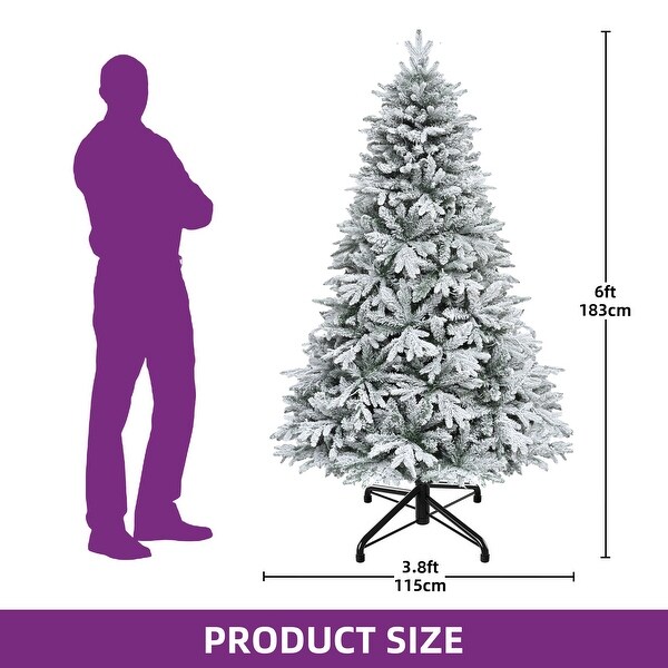 6/7 Ft PreLit Artificial Snow Flocked Christmas Tree