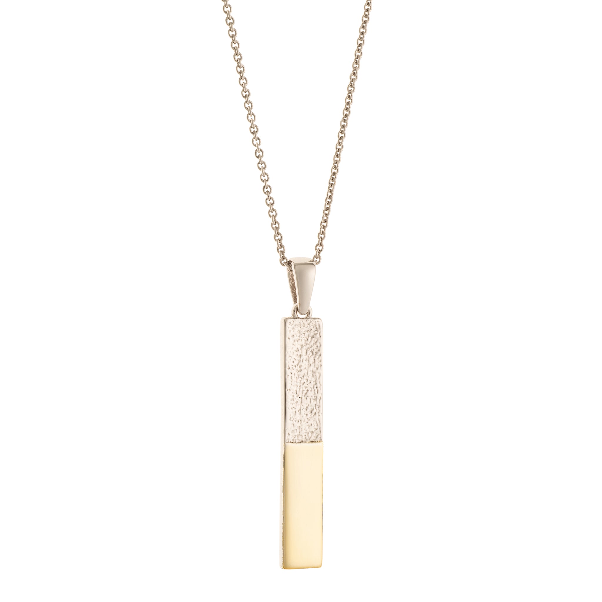 Galway Crystal Dual Tone Bar Sterling Silver & Gold Pendant