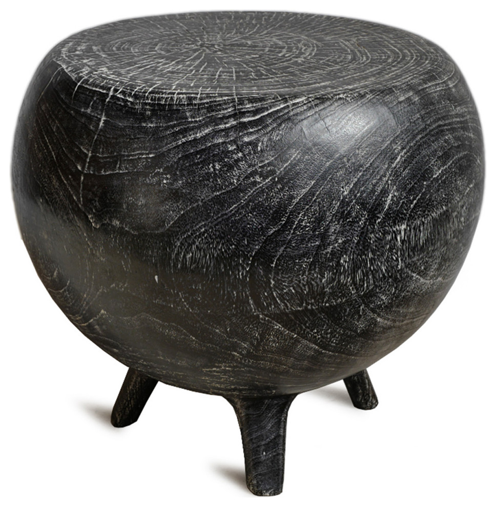 Ebony Washed Kira Stool Table   Rustic   Side Tables And End Tables   by Design Mix Furniture  Houzz