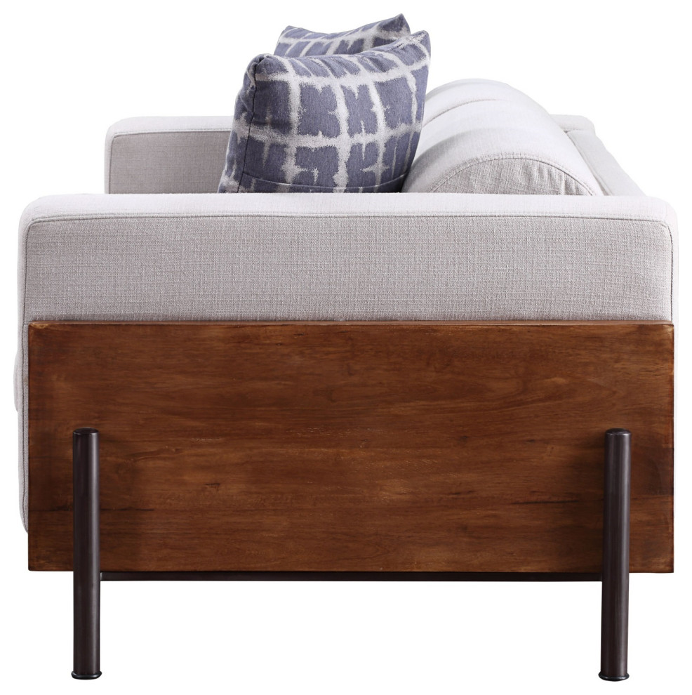 Ergode Loveseat With Pillows Fabric and Walnut   Industrial   Loveseats   by VirVentures  Houzz