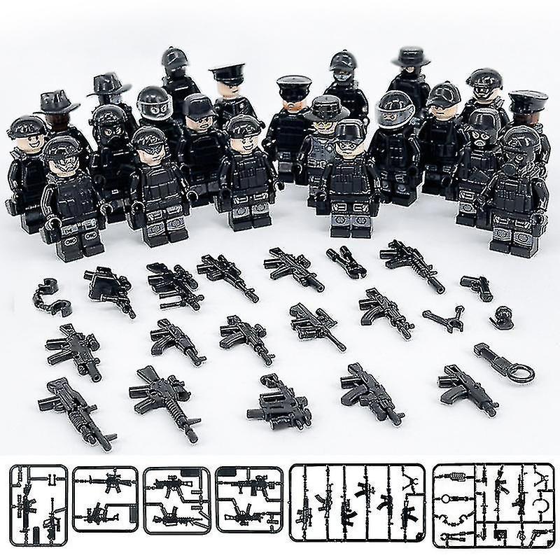 22pcs Black Swat Police Minifigure Toy Mini Figures Kids Gift