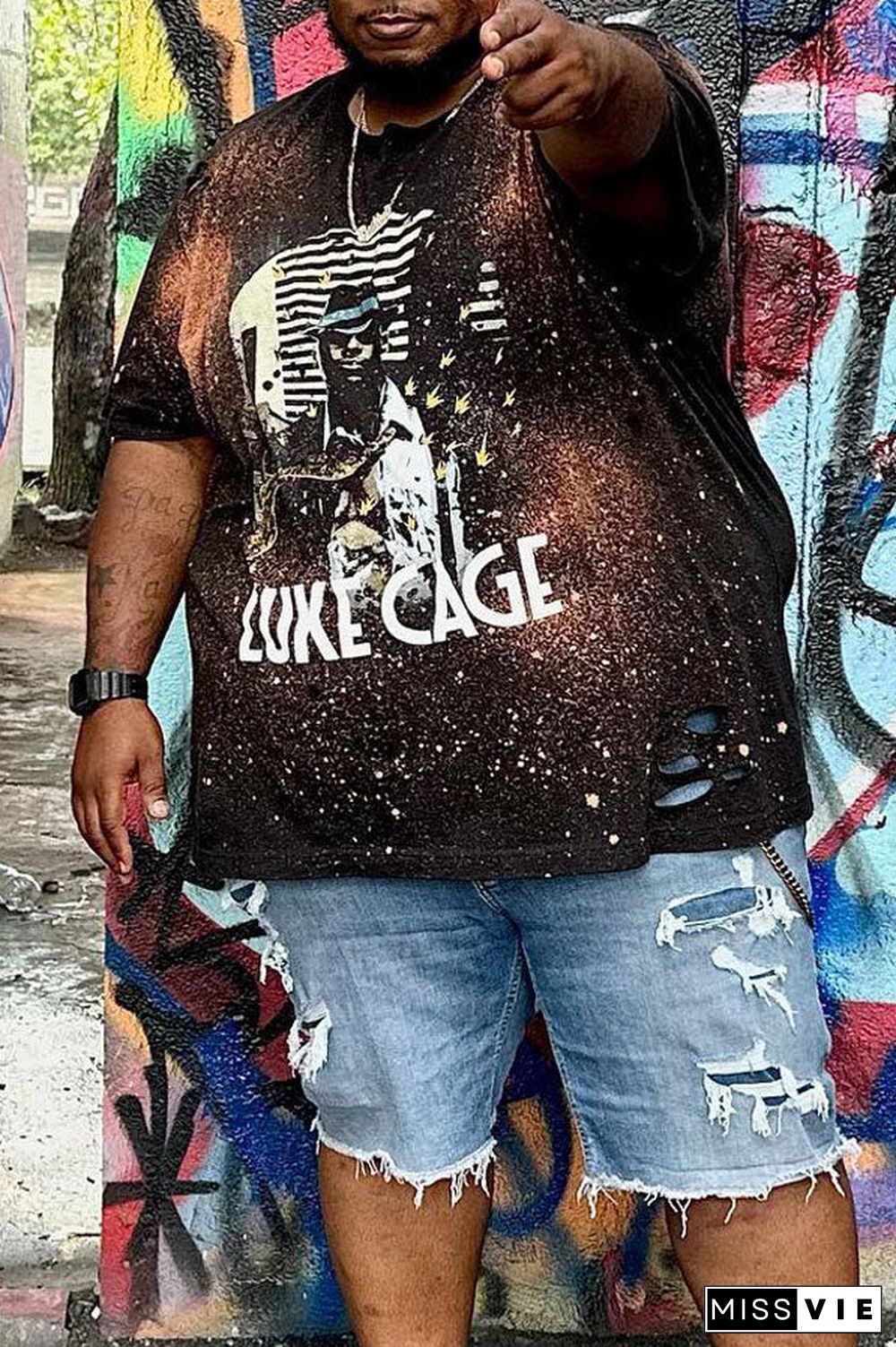 Loose Casual Men's Plus-size T-shirt Rock Music Figure Print