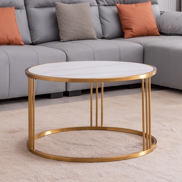 Golden stainless steel frame coffee table