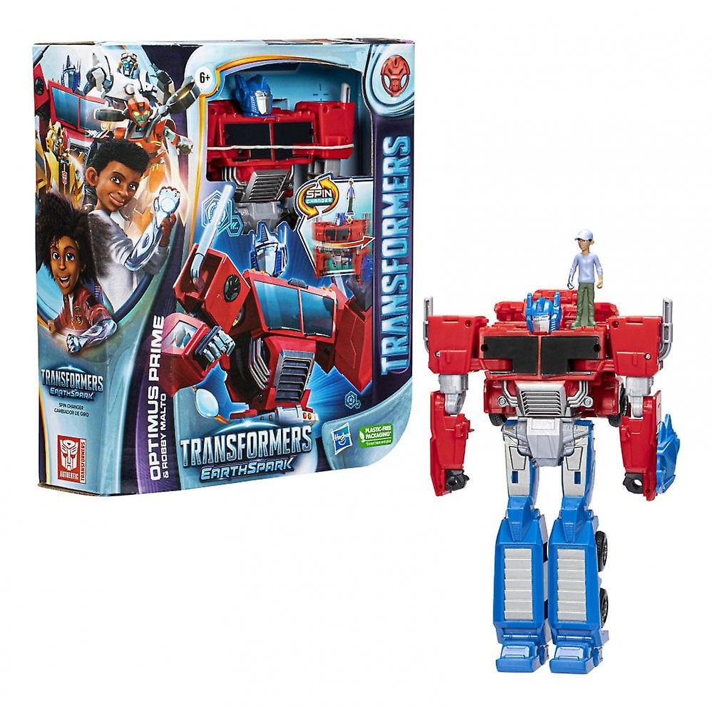 Transformers Optimus Prime and Robby Malto Spin Change EarthSpark Figure