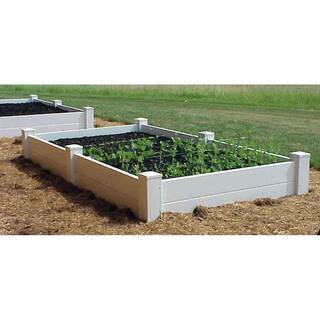 Dura-Trel 96 in. L x 48 in. W x 14 in. H White Vinyl 2-Level Raised Garden Bed Bed 11181