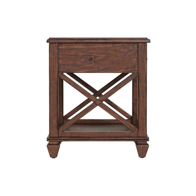 Bridgton Square Wood End Table With Drawer Cherry Alaterre Furniture