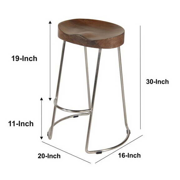 Ela 30 inch Bar Stool with Mango Wood Saddle Seat ...