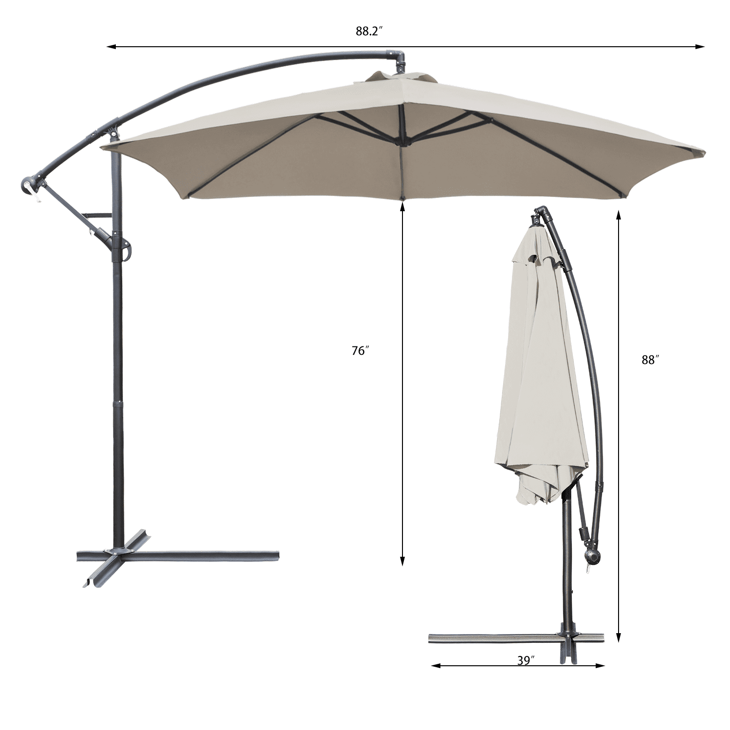 Lacoo10-Foot Offset Hanging Polyester Market Outdoor Patio Umbrella with Steel Frame and Easy Tilt,Beige