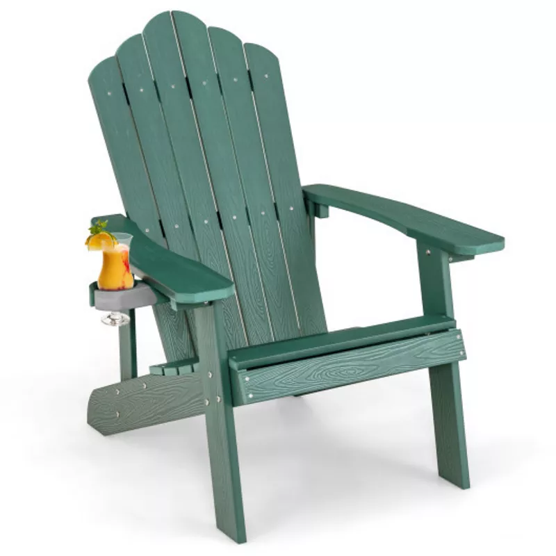 Weather Resistant HIPS Outdoor Adirondack Chair with Cup Holder