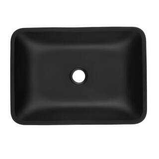 Interbath Glass Rectangular Vessel Bathroom Sink in Black ITBVS110SMB