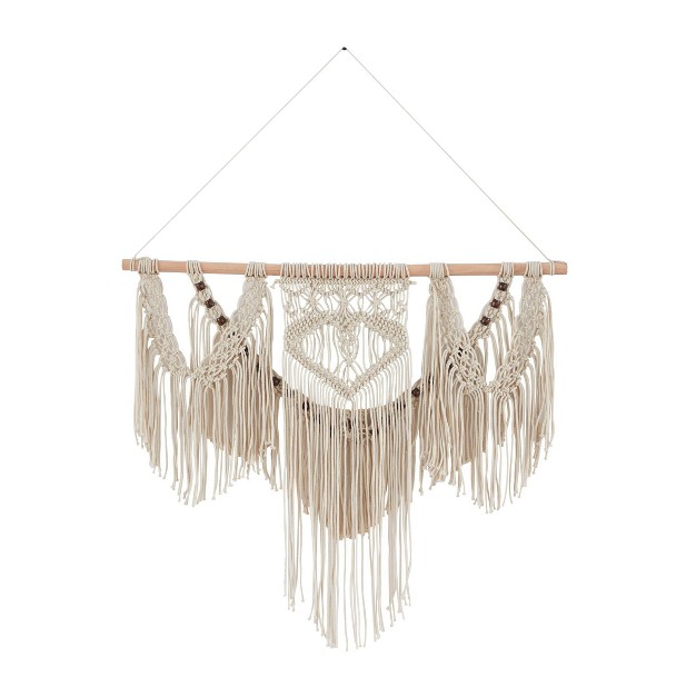 Cotton Macrame Intricately Handmade Weaved Wall Decor With Beaded Fringe Tassels Olivia amp May