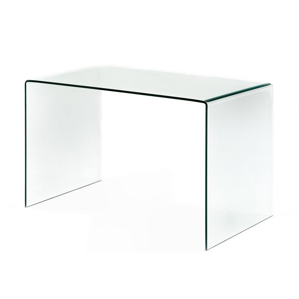 Noble House Javi Clear Tempered Glass Computer Desk 7664