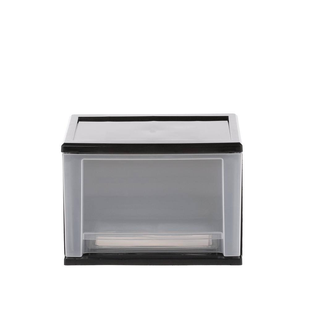 IRIS 17 Qt. Stacking Storage Bin in Black 129805