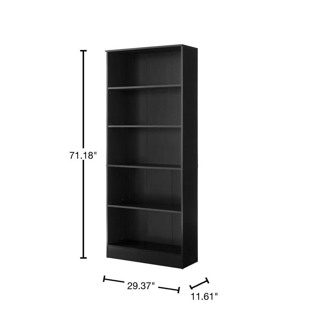 StyleWell 71 in. Black 5-Shelf Basic Bookcase with Adjustable Shelves HS202006-34BLK