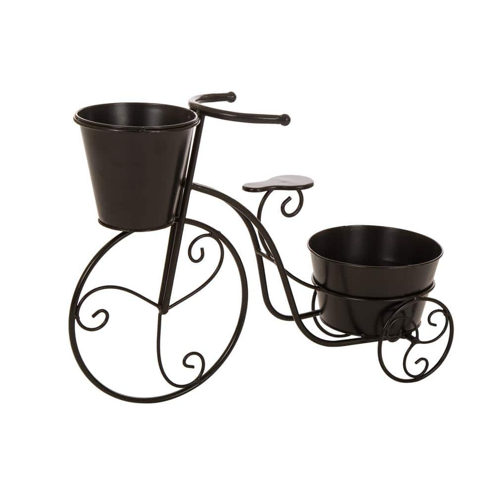 Glitzhome 20.75 in. H Metal Black Bicycle Planter (KD) GH1428202672