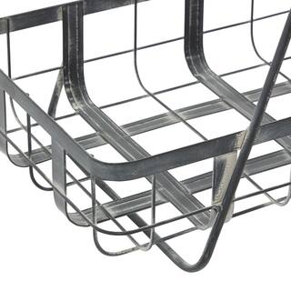 Litton Lane Grey Farmhouse Metal Storage Basket 23 in. x 18 in. x 11 in. 92193