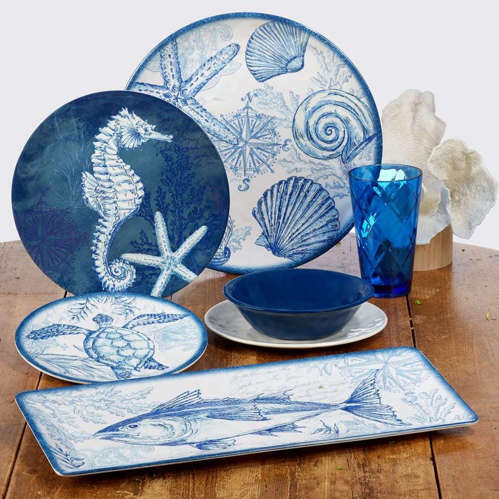 Certified International Oceanic 3-Piece Seasonal Multicolored Melamine Hostess Set OCEANIC3PC