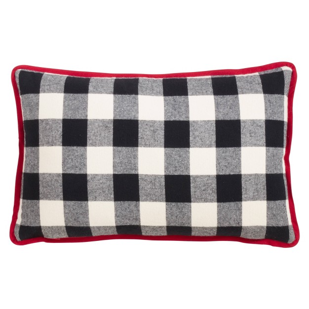 Buffalo Plaid Joy Poly Filled Throw Pillow Black Saro Lifestyle