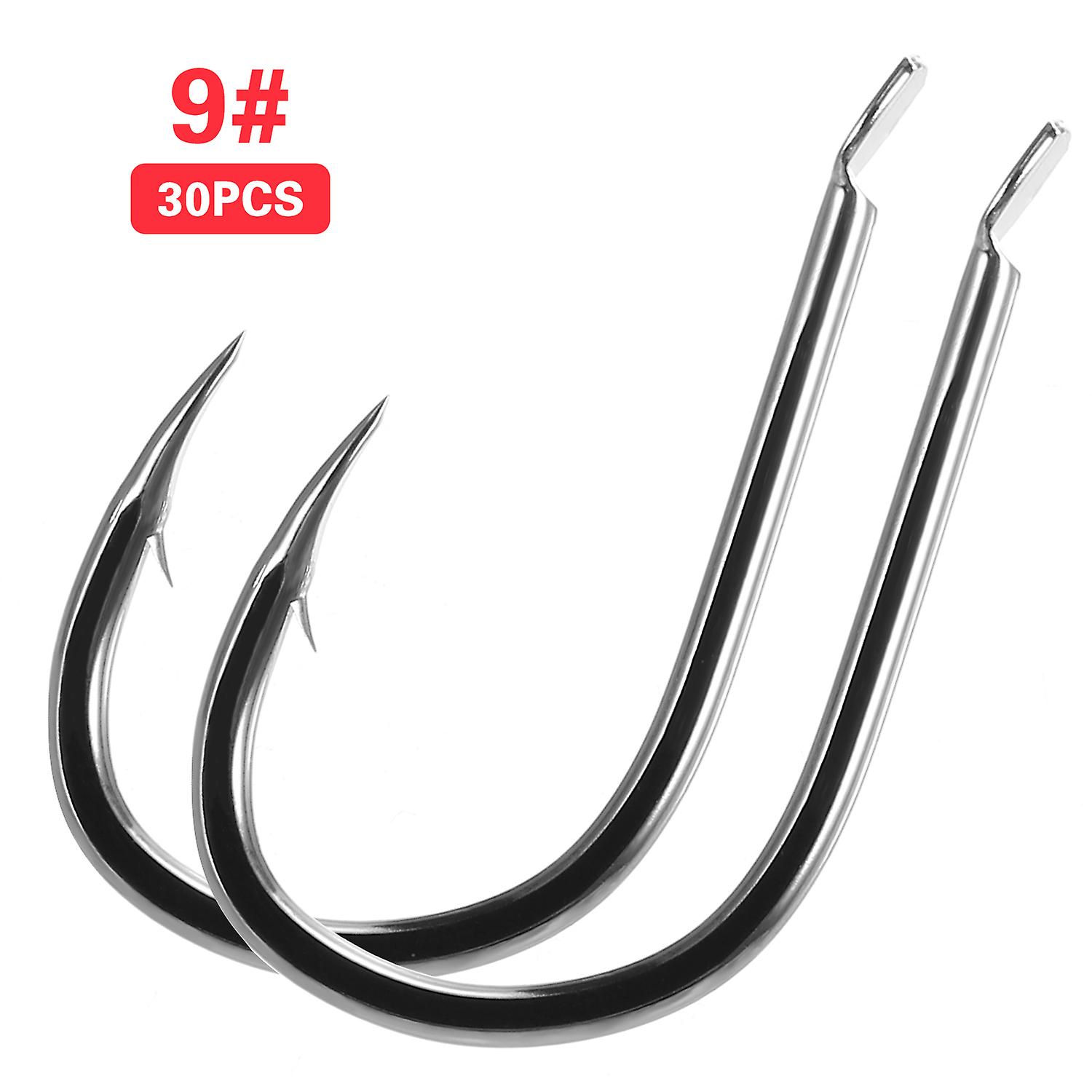 30 Pcs Fishing Hooks High Carbon Steel Soft Bait Jig Fish Hooks Fishing Tackle  10