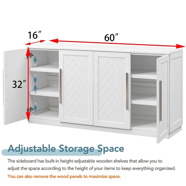 White Buffet Cabinet with Adjustable Shelves