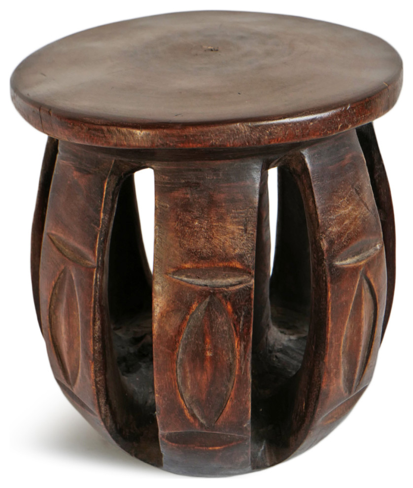 Consigned Baga Nimba Wood Stool   Rustic   Accent And Garden Stools   by Design Mix Furniture  Houzz