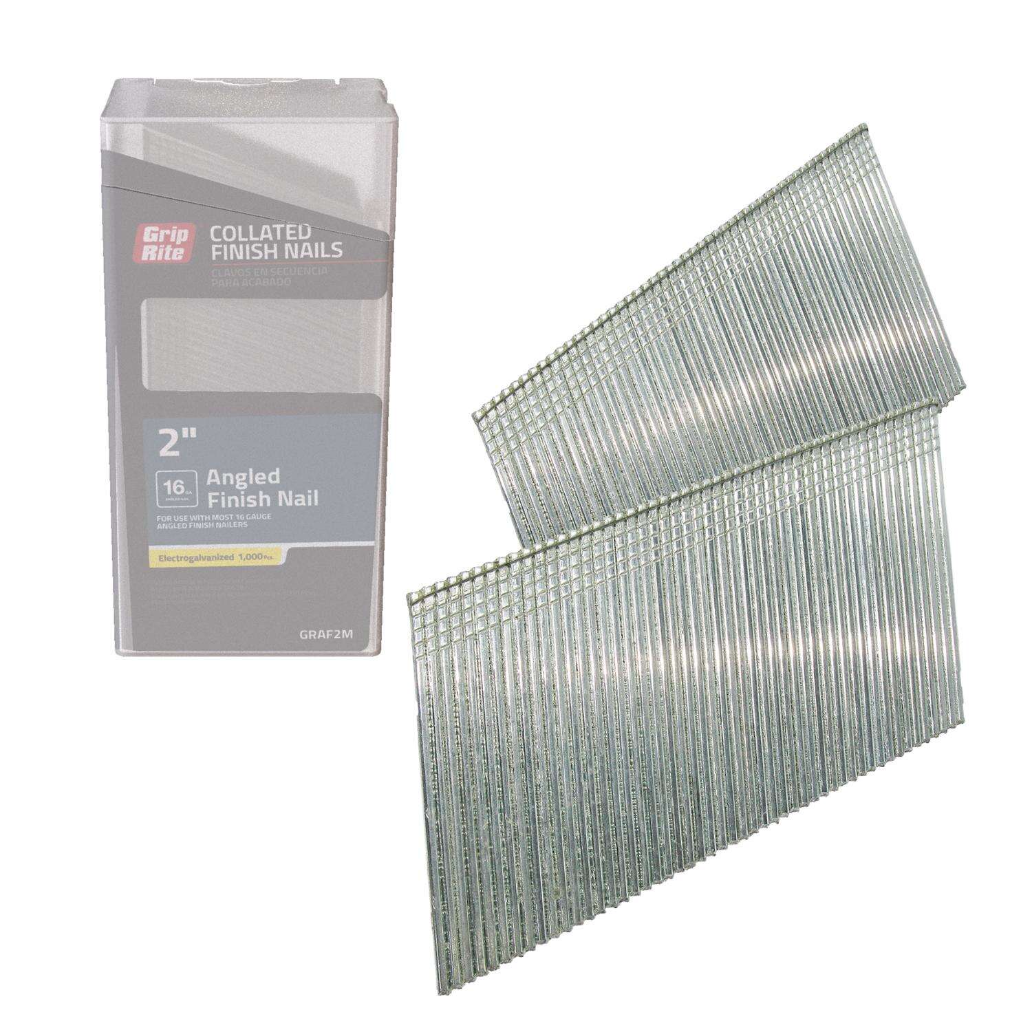 Grip-Rite 2 in. 16 Ga. Angled Strip Electro Galvanized Finish Nails 20 deg 1000 pk