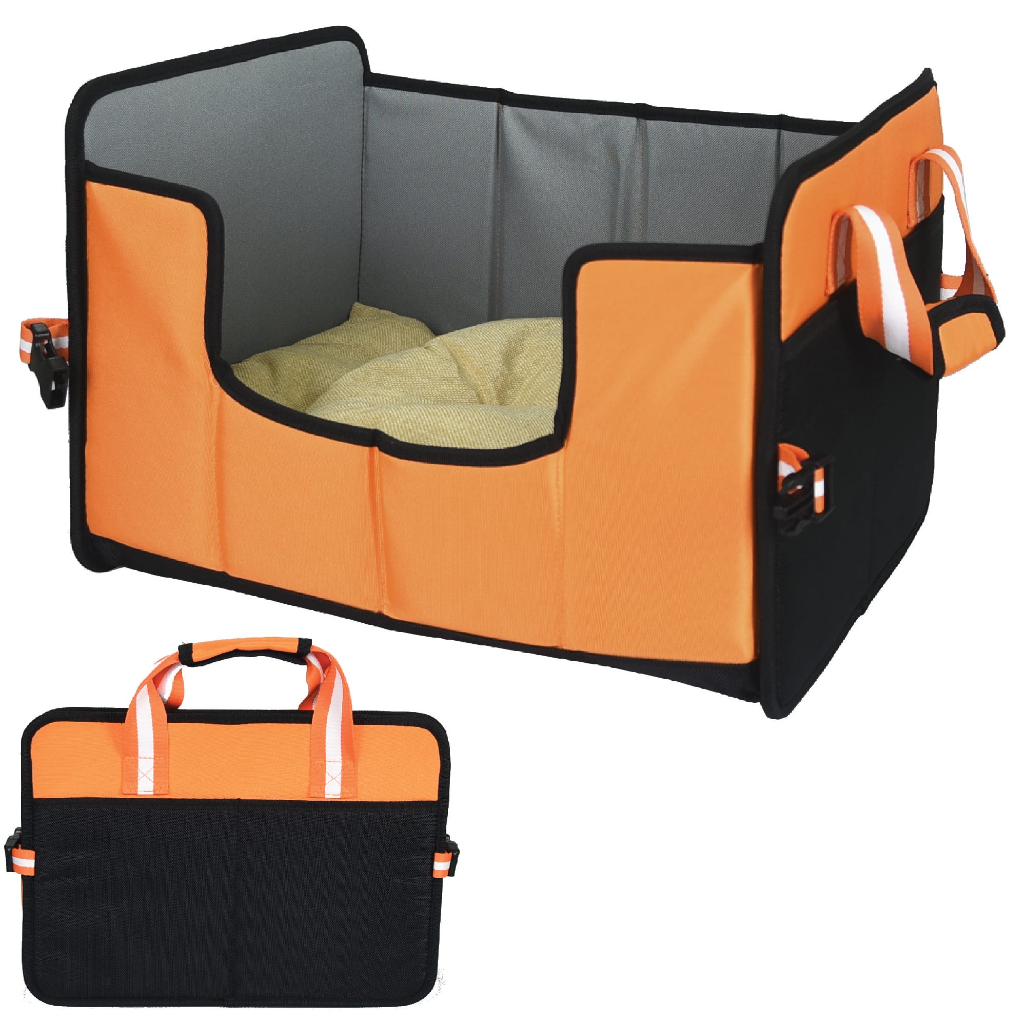 Pet Life Orange Travel-Nest Folding Travel Cat and Dog Bed， 17.7