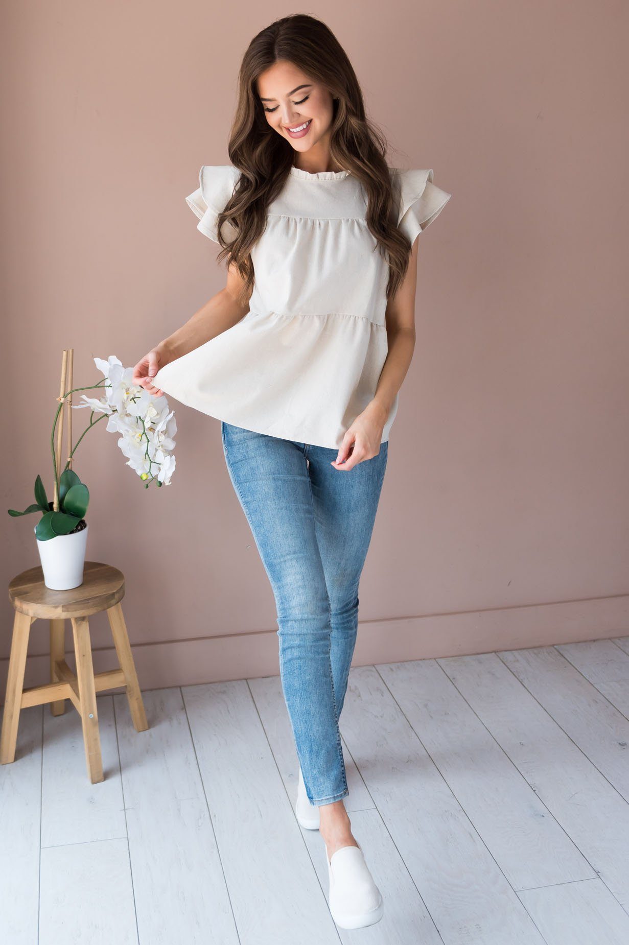 He Has Risen Modest Peplum Blouse