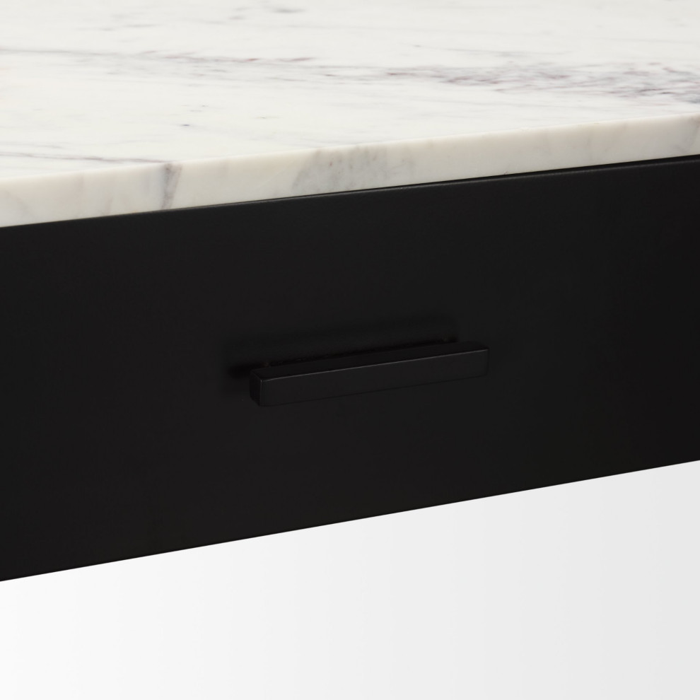 Amika White Marble Top With Black Metal Base Console Table   Modern   Console Tables   by Mercana  Houzz