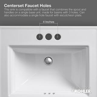 KOHLER Farmington Drop-In Cast Iron Bathroom Sink in White with Overflow Drain K-2905-4-0