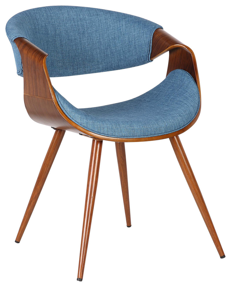 Jerrod Dining Chair  Walnut Finish and Blue Fabric   Midcentury   Dining Chairs   by Armen Living  Houzz