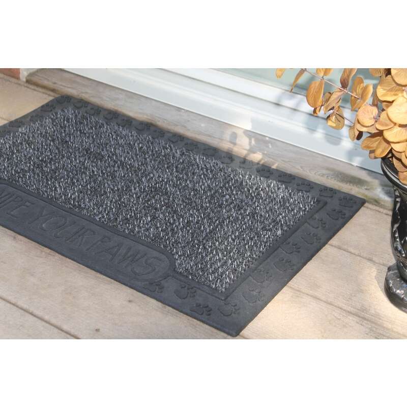 GrassWorx 30 in. L X 18 in. W Black Wipe Your Paws Polyethylene Door Mat