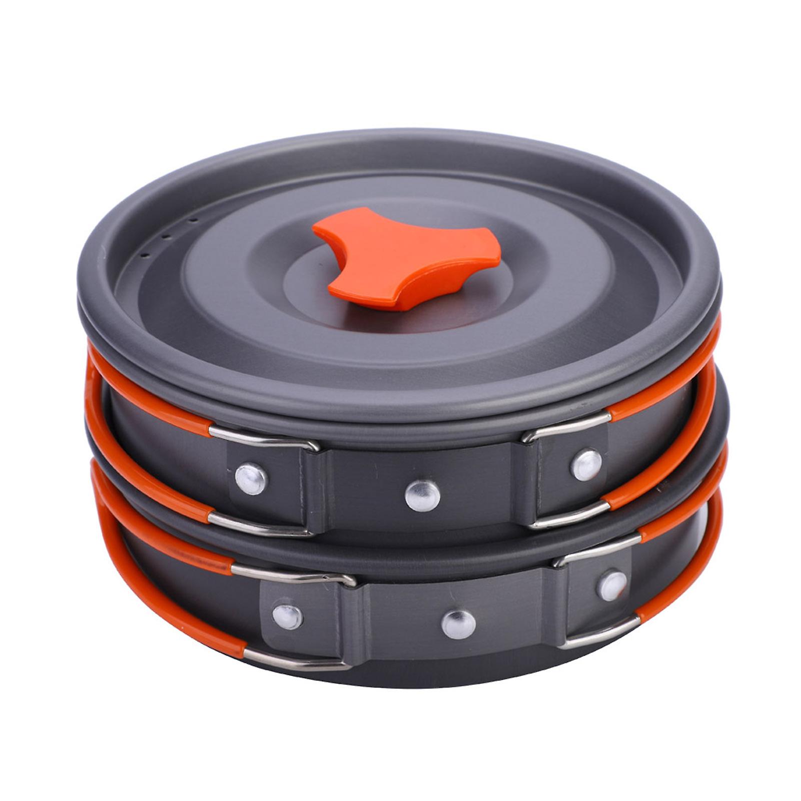 Aotu 8pcs Cookware Travel Outdoor Camping Hiking Cooking Picnic Bowl Pot Pan Set