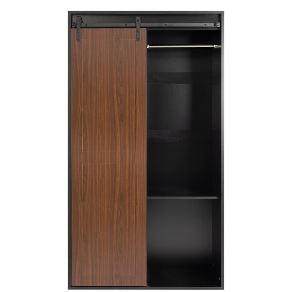 71-inch High Classic Sliding Barn Door Armoire， Lockers - - 37216746