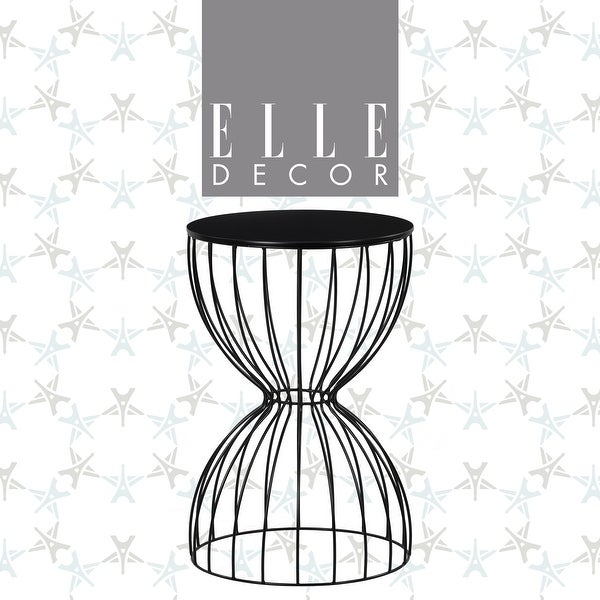 Elle Decor Cami Round Metal Side Table， Hourglass Shape， 15