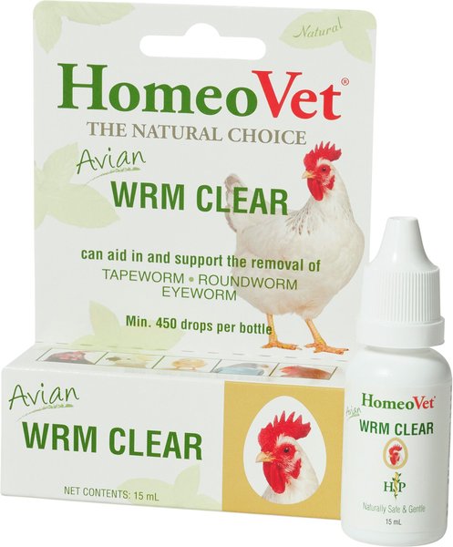 HomeoVet Avian WRM Clear Worm Removal Bird Supplement， 15-mL tube