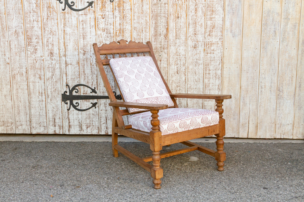 Antique Block Printed Teak Plantation Chair   Traditional   Armchairs And Accent Chairs   by De cor  Houzz