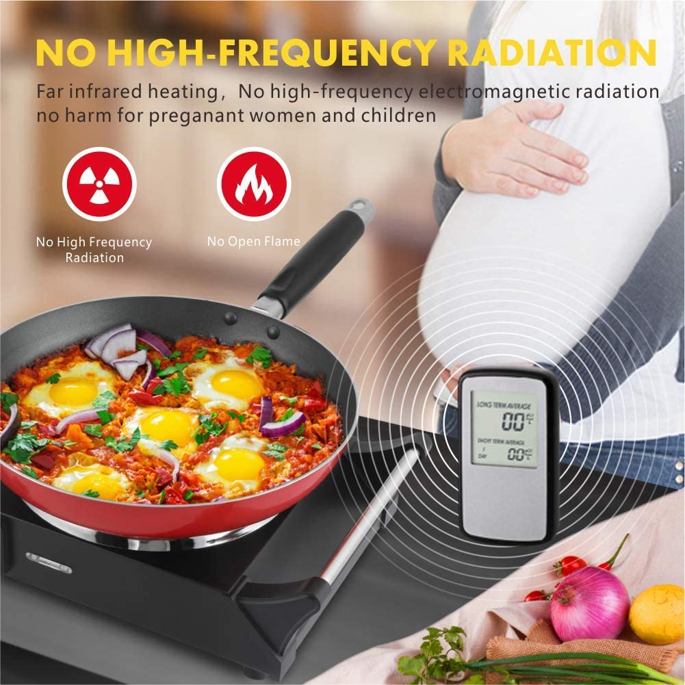 Techwood 1800W Hot Plate Portable Electric Stove Countertop Double Burner， Compatible for All Cookwares， 7.5” Cooktop