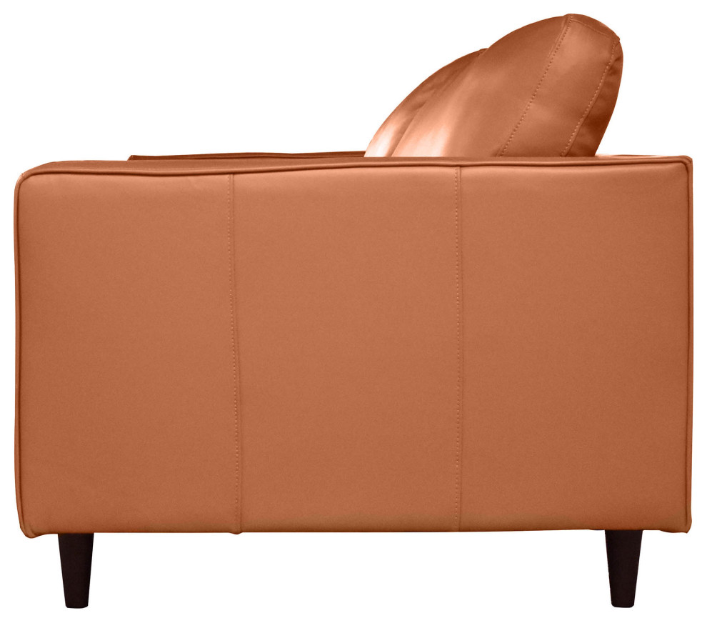 Lea Unlimited Amara Traditional Leather  ampWood Loveseat in Cognac Brown   Midcentury   Loveseats   by Lea Unlimited Inc.  Houzz