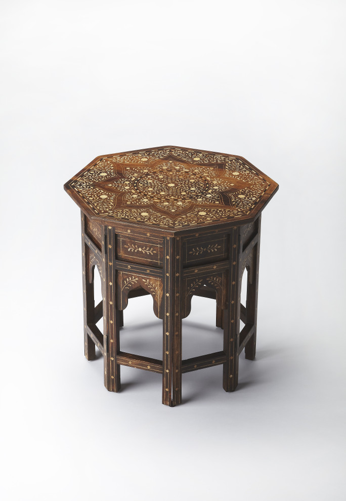 Butler Rashmi Wood  ampBone Inlay Accent Table   Mediterranean   Coffee Tables   by Uber Bazaar  Houzz