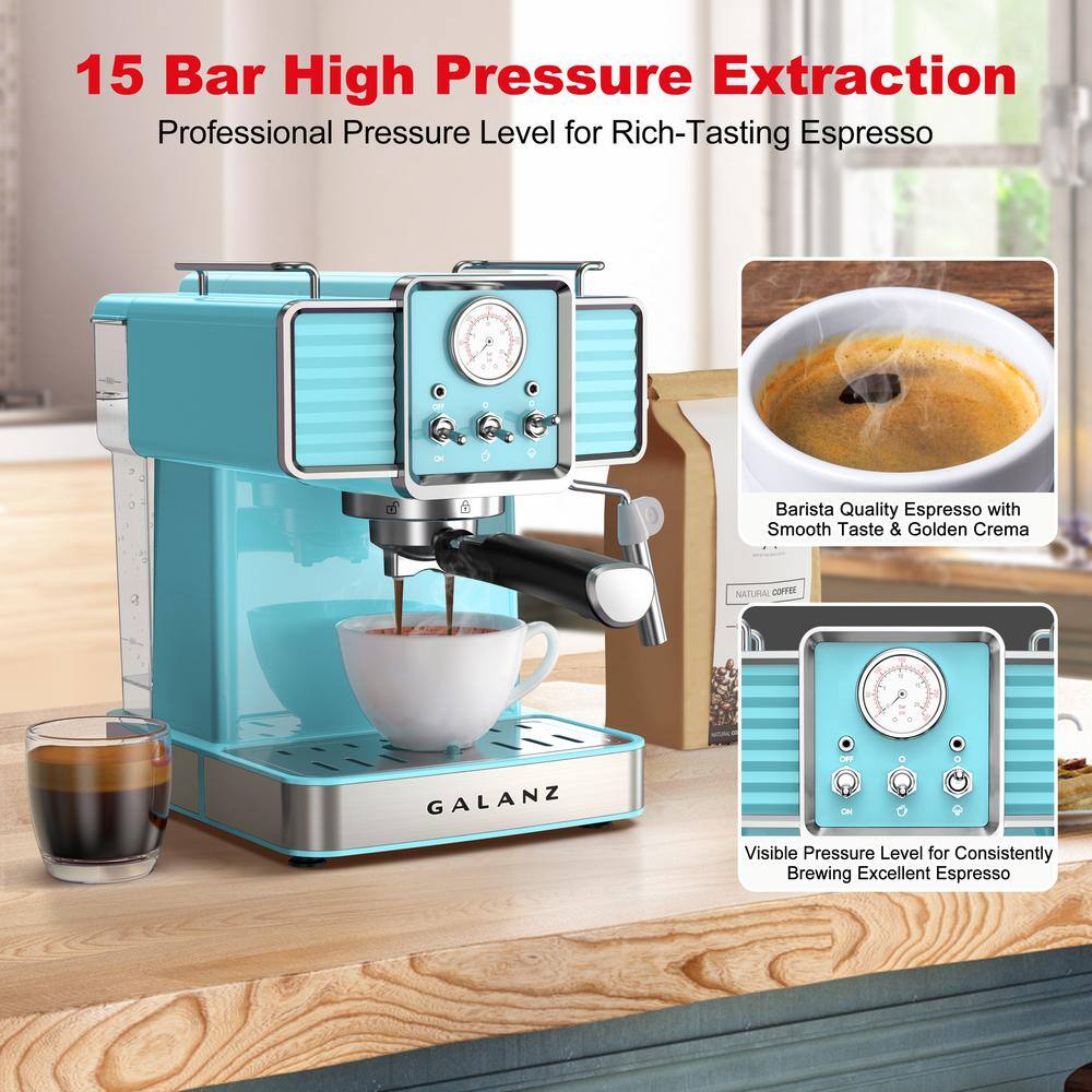 Galanz 2- Cup Blue Espresso Machine with Retro Design GLEC02BERE14