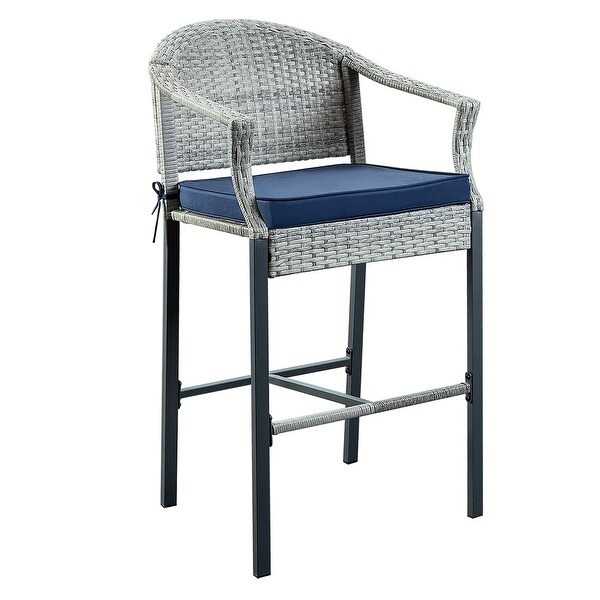 3-Piece Outdoor Wicker Patio Bar Stools with Table Set - Overstock - 35738808