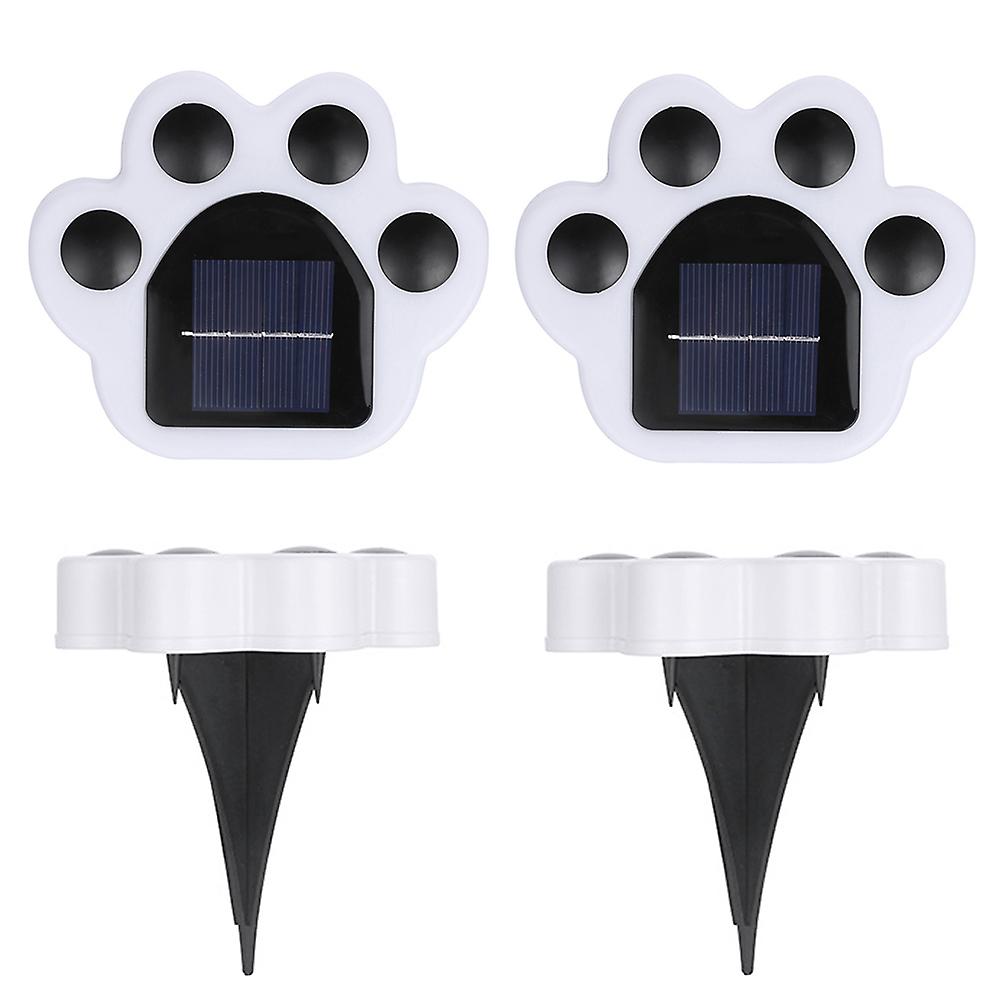 4Pcs Paw Print Solar Outdoor Lights Rechargeable LED Garden Lights Lamp Walkway Lighting for Lawn Patio Yard