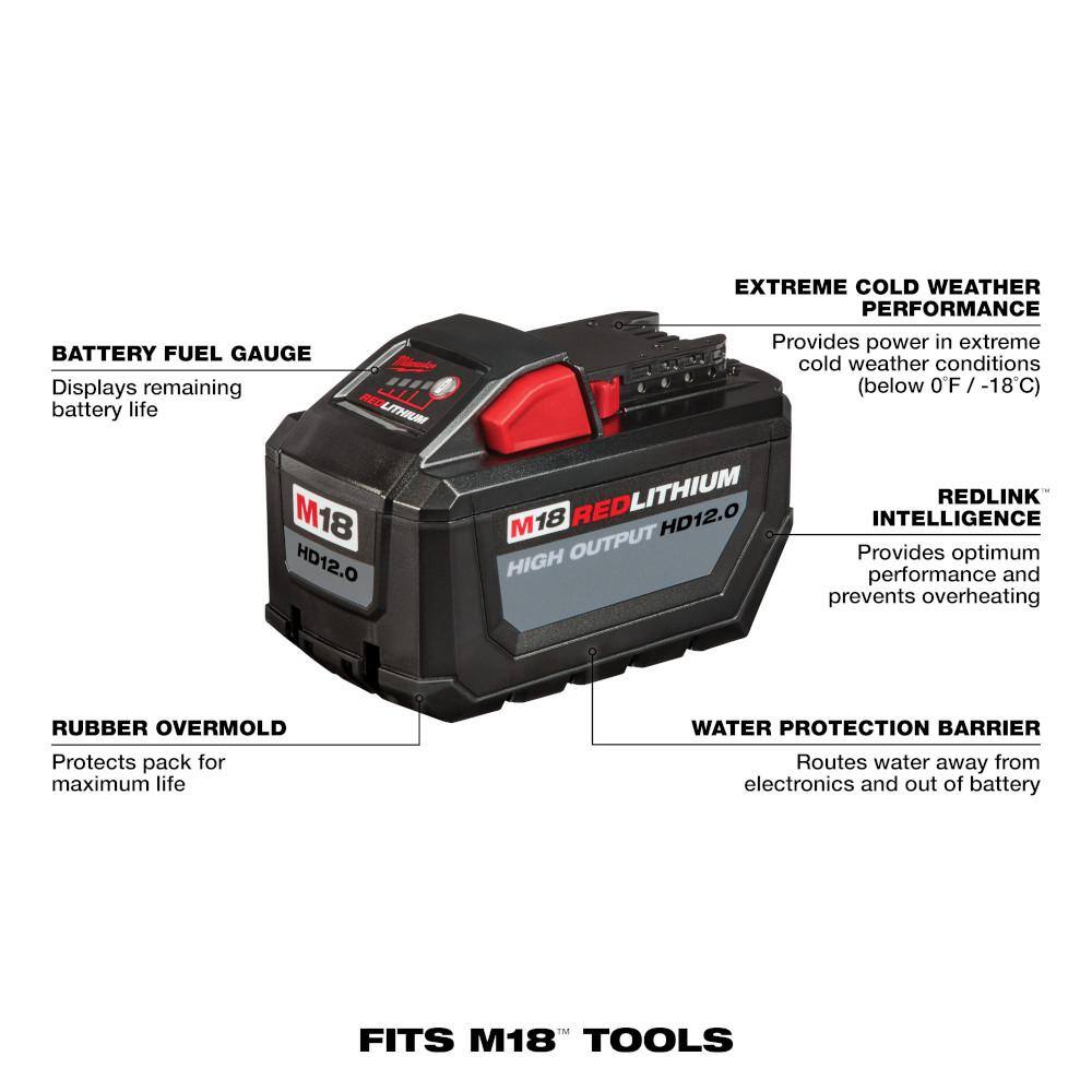 MW M18 FUEL 18V Lithium-Ion Cordless 7-14 in. Rear Handle Circular Saw 12.0Ah. Battery and 8.0ah Starter Kit 2830-20-48-11-1812-48-59-1880