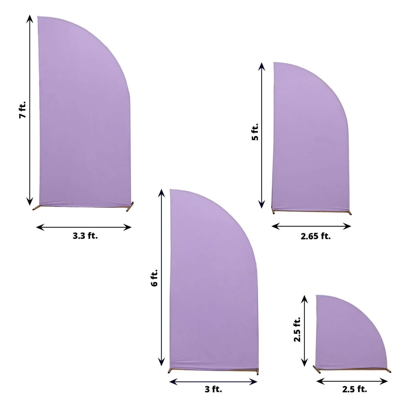 Set of 4 Matte Lavender Lilac Fitted Spandex Half Moon Wedding Arch Covers, Custom Fit Chiara Backdrop Stand Covers 2.5ft,5ft,6ft,7ft