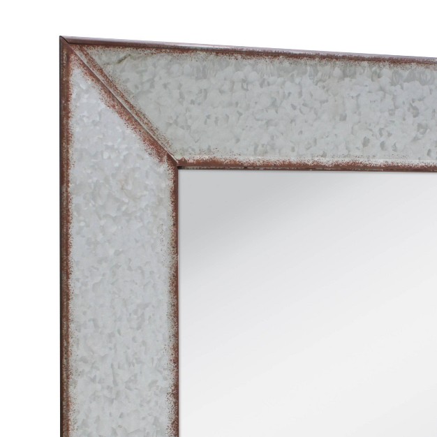 X 22 quot Rectangular Galvanized Metal Wall Hanging Mirror Silver Stonebriar Collection