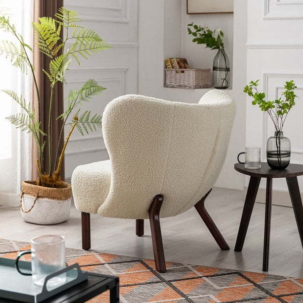 Modern Accent Chair Tufted Side Chair with Solid Wood Legs