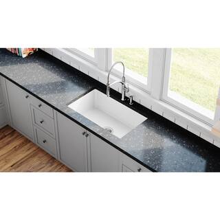 PELHAM  WHITE Kingsbridge Fireclay 32 .5 in. Single Bowl Undermount Kitchen Sink with Farmhouse Faucet Bottom Grid Drain PWS531-C