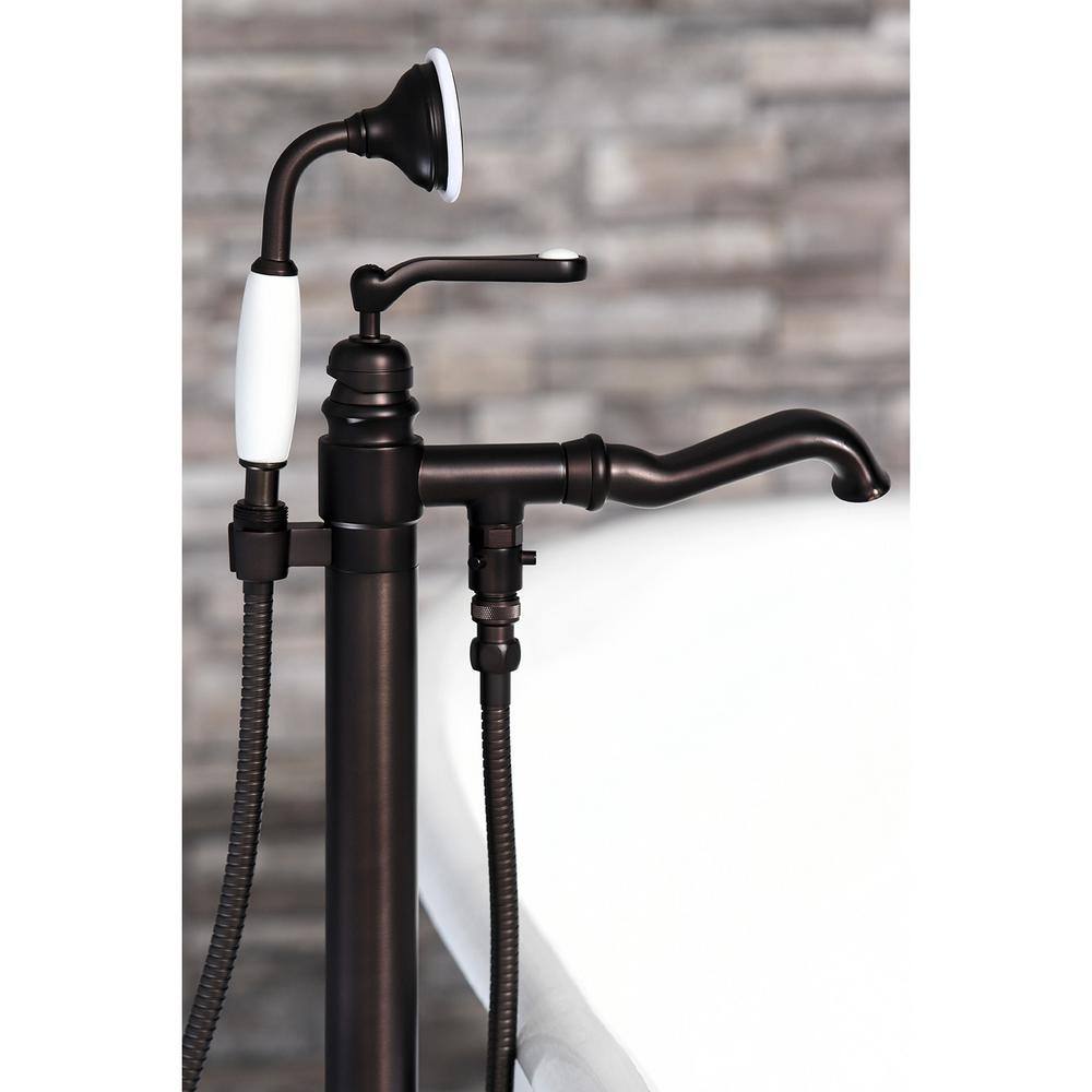 Kingston Brass Traditional Single-Handle Floor-Mount Roman Tub Faucet with Hand Shower in Oil Rubbed Bronze HKS7015RL