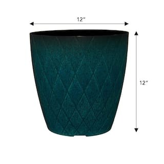 CHG CLASSIC HOME  GARDEN Mandy 12 in. Teal Speckle Resin Planter HD1421-612R